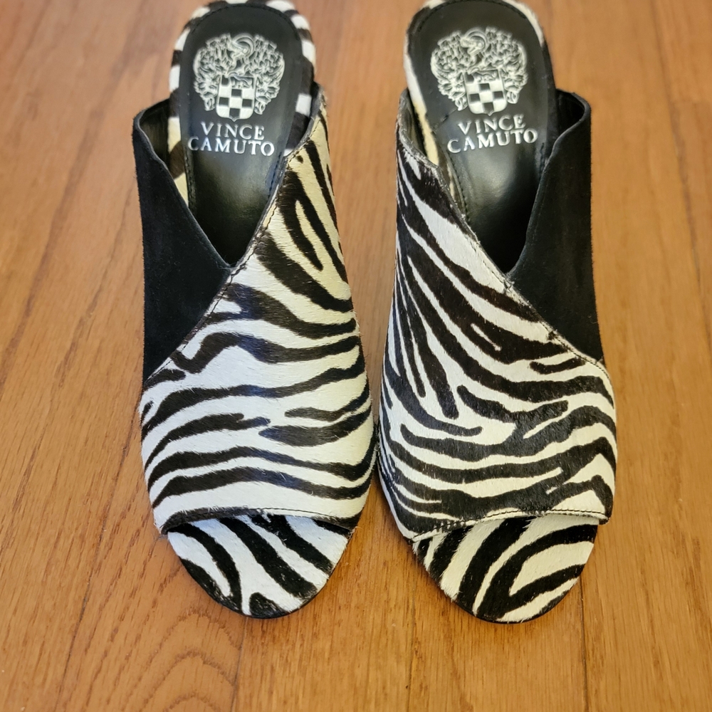 Vince Camuto Zebra Print Mules